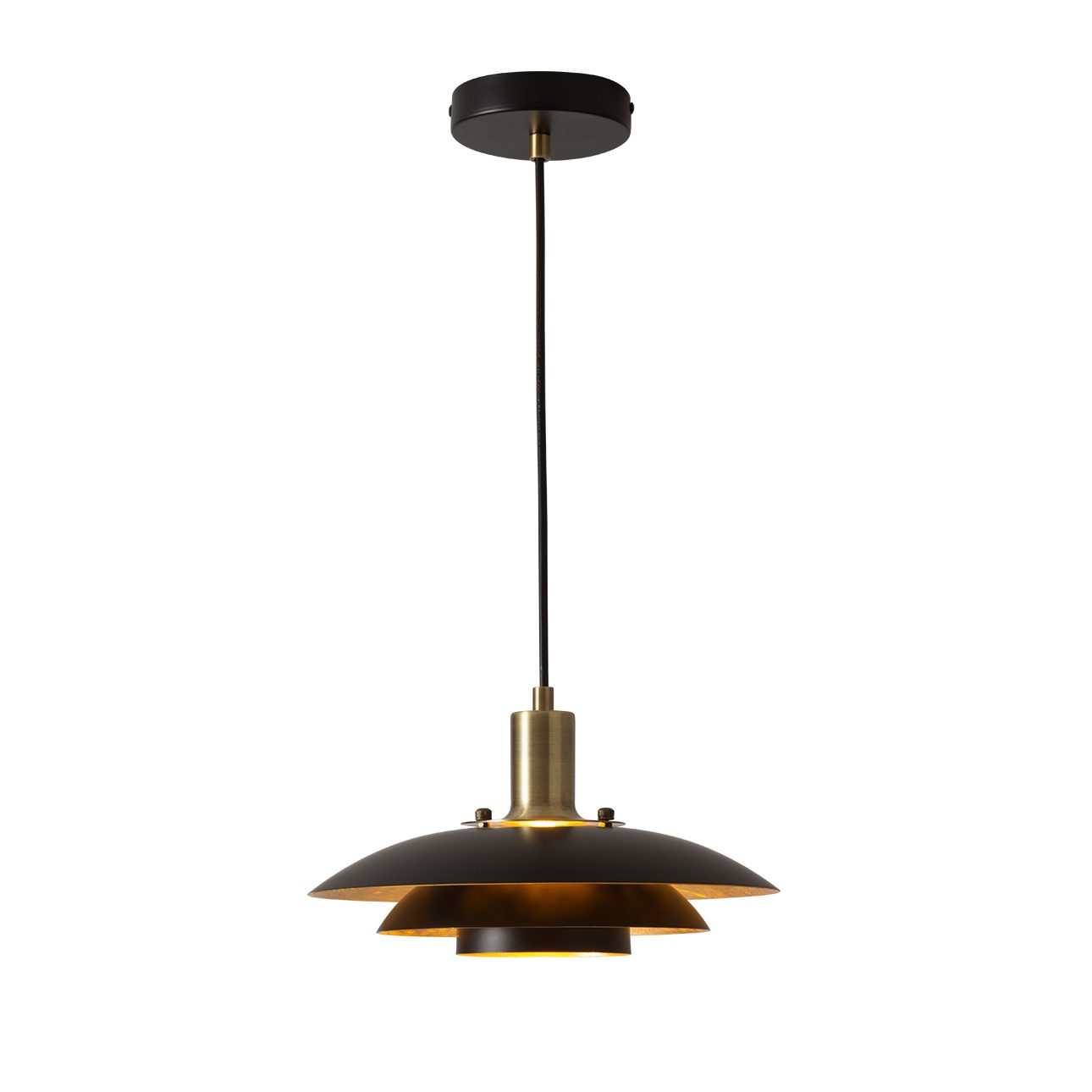 Rancho Mirage Large Pendant Light in Black Gold Brass