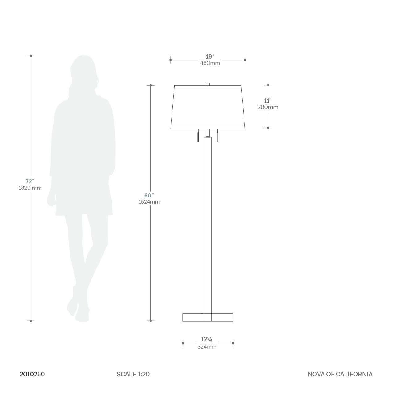 Swiss Cross Floor Lamp in Walnut and Brass