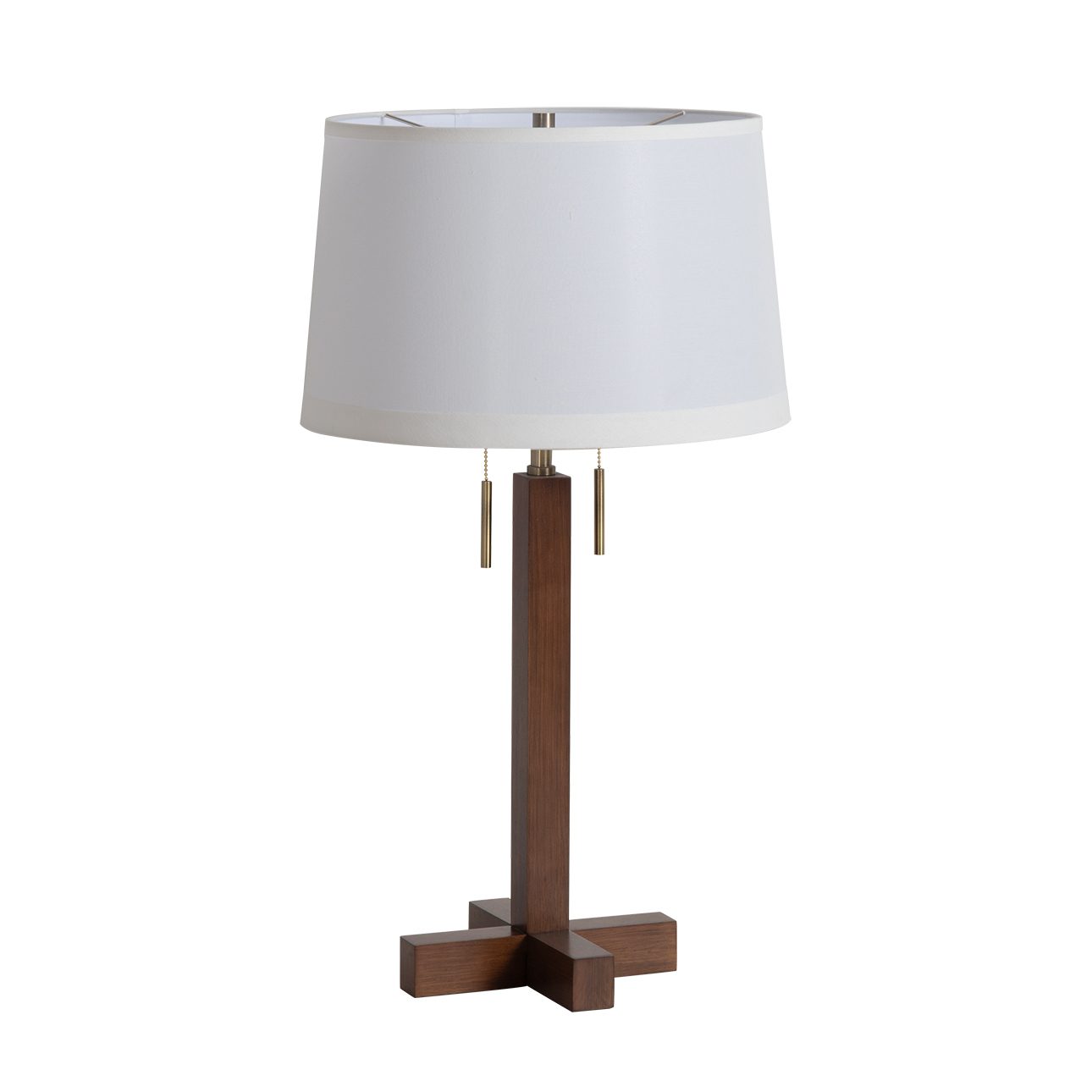 Swiss Cross Table Lamp in Walnut and Brass with Warm Glow
