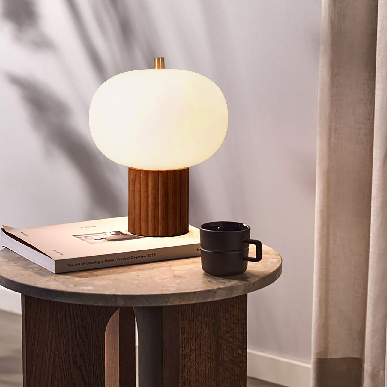 Tambo Walnut Table Lamp with Brass Accent