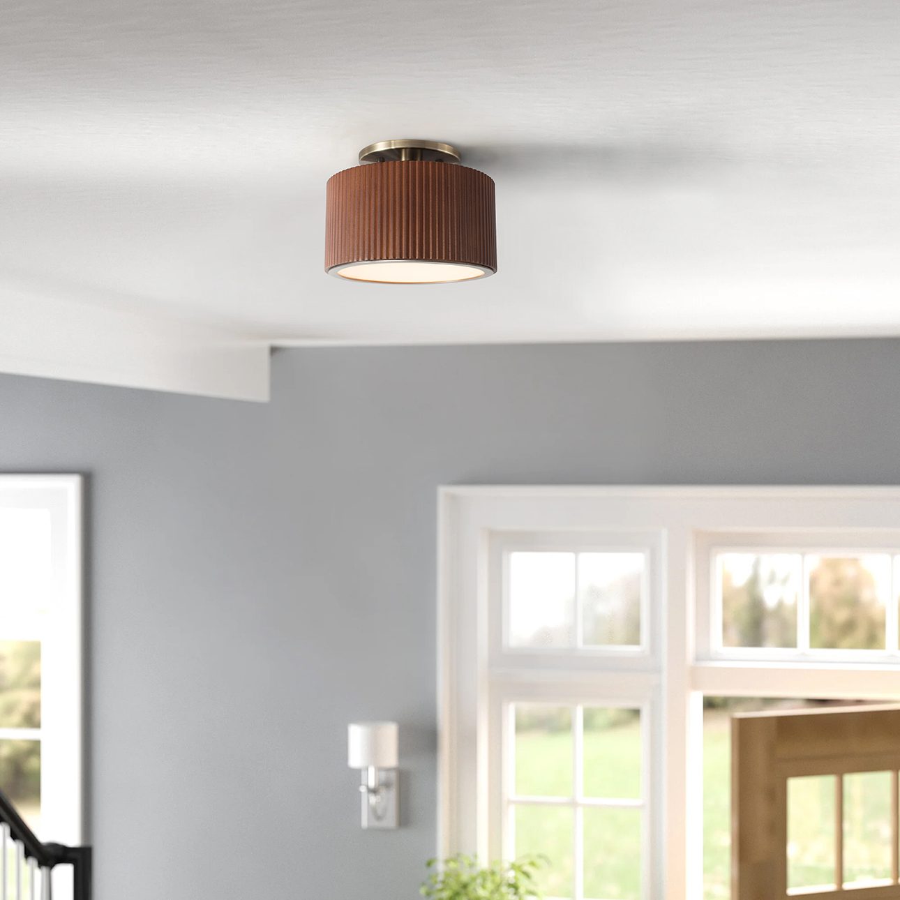 Tambo Semi-Flush Mount Ceiling Light - Dark Walnut 7.25" Diameter