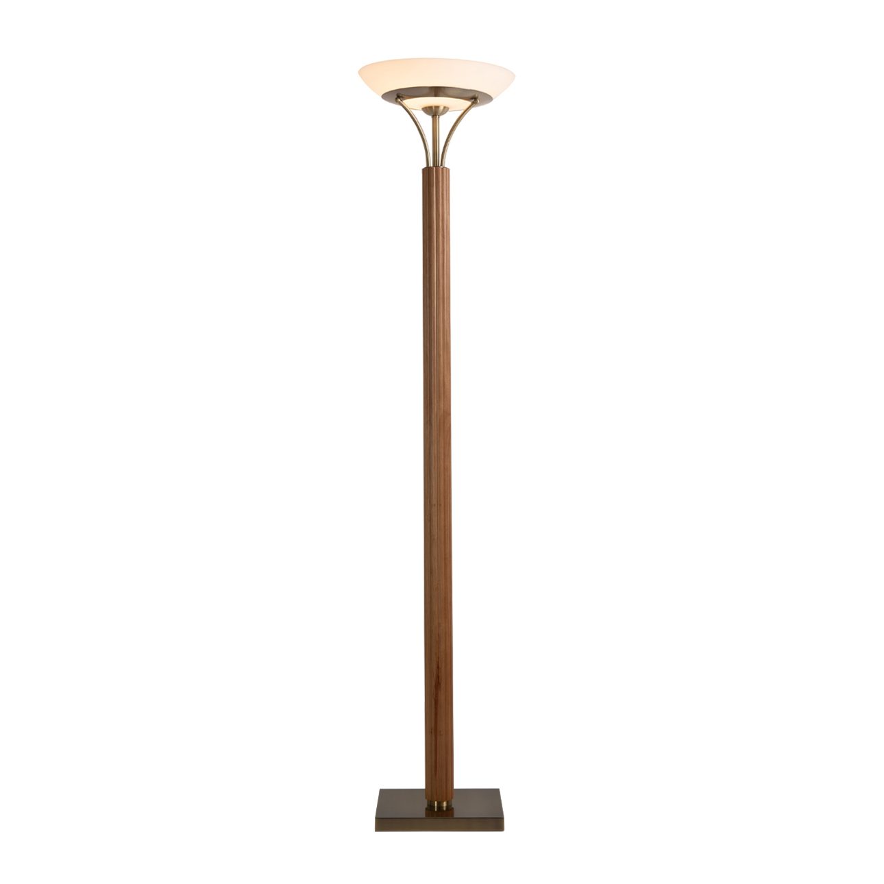 Tambo Torchiere Floor Lamp in Natural Ash and Brass