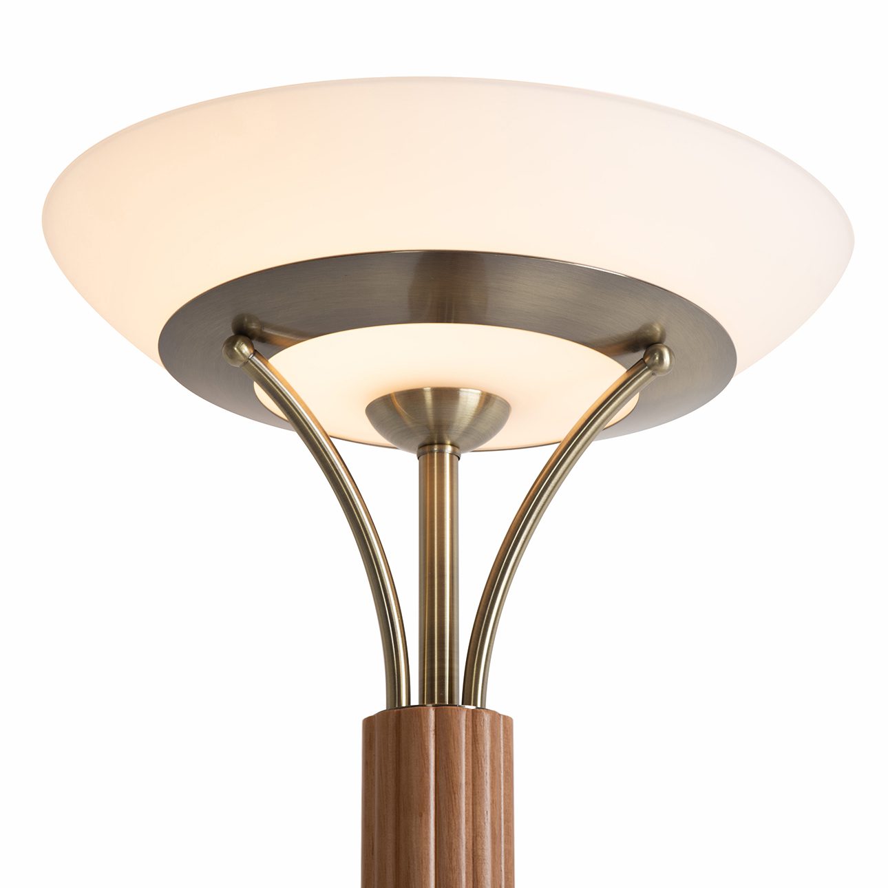 Tambo Torchiere Floor Lamp in Natural Ash and Brass