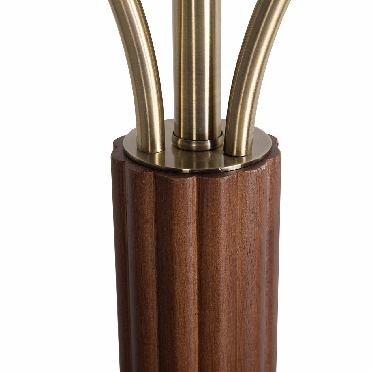 Tambo Modern Torchiere Floor Lamp in Walnut and Brass