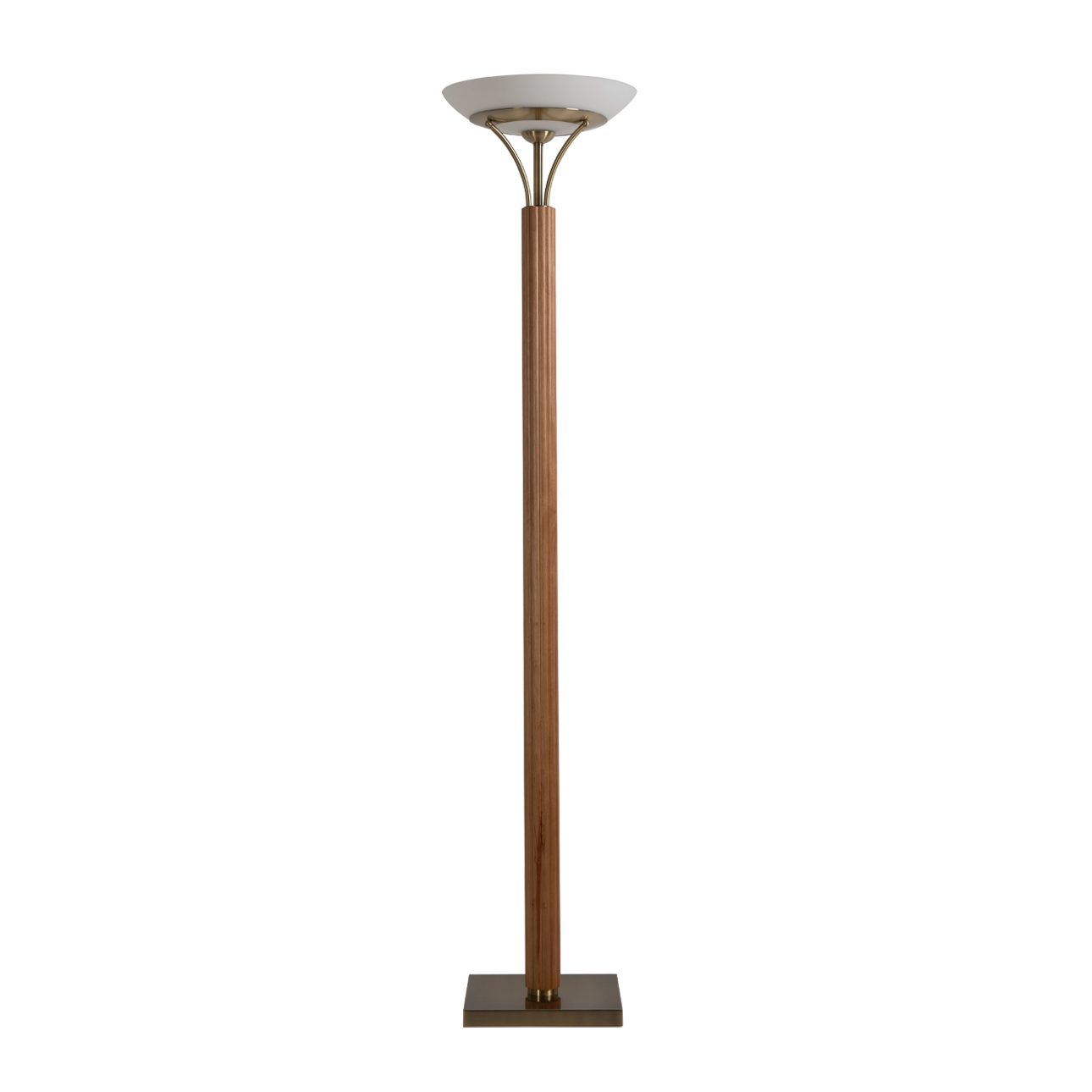 Tambo Torchiere Floor Lamp in Natural Ash and Brass