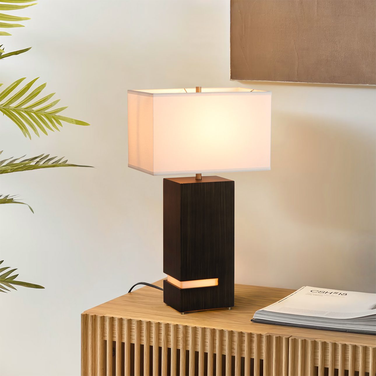 Zen Standing Floor Lamp with Night Light in Gilded Ebony Brass