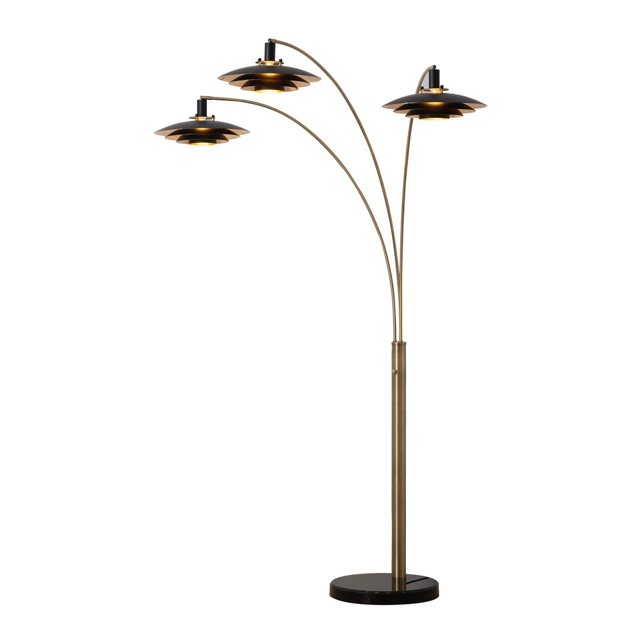 Rancho Mirage Three Light Arc Floor Lamp in Black and Brass