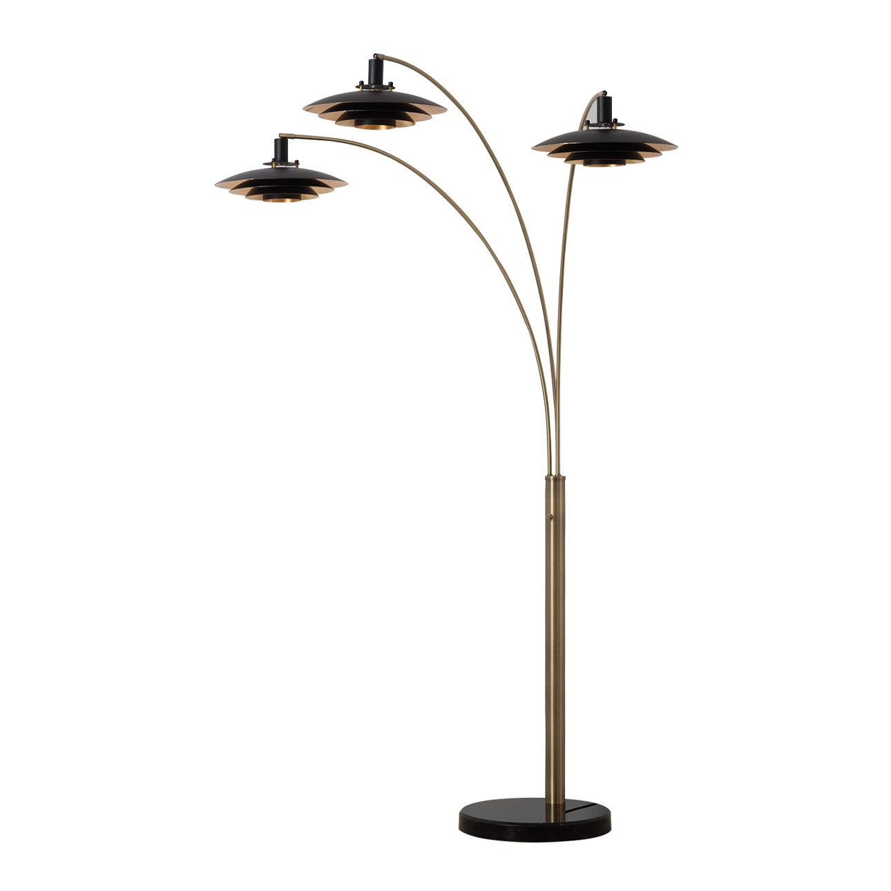 Rancho Mirage Three Light Arc Floor Lamp in Black and Brass