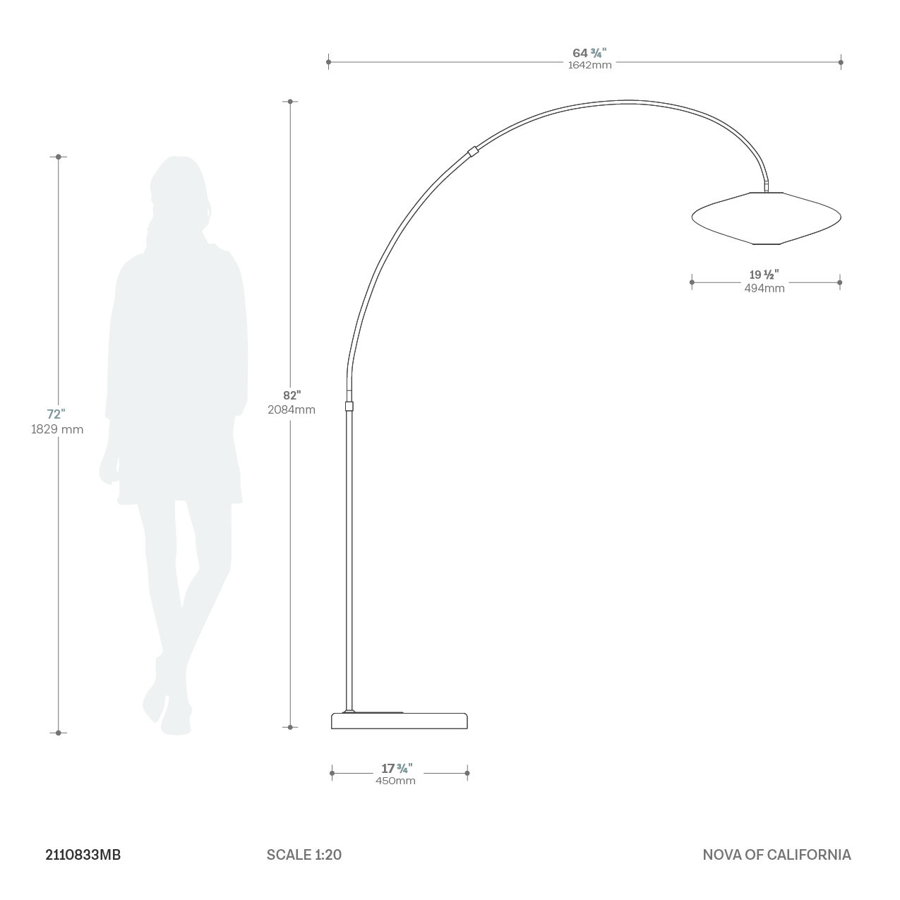 Roswell Arched Floor Lamp with Paper Style Linen Shade