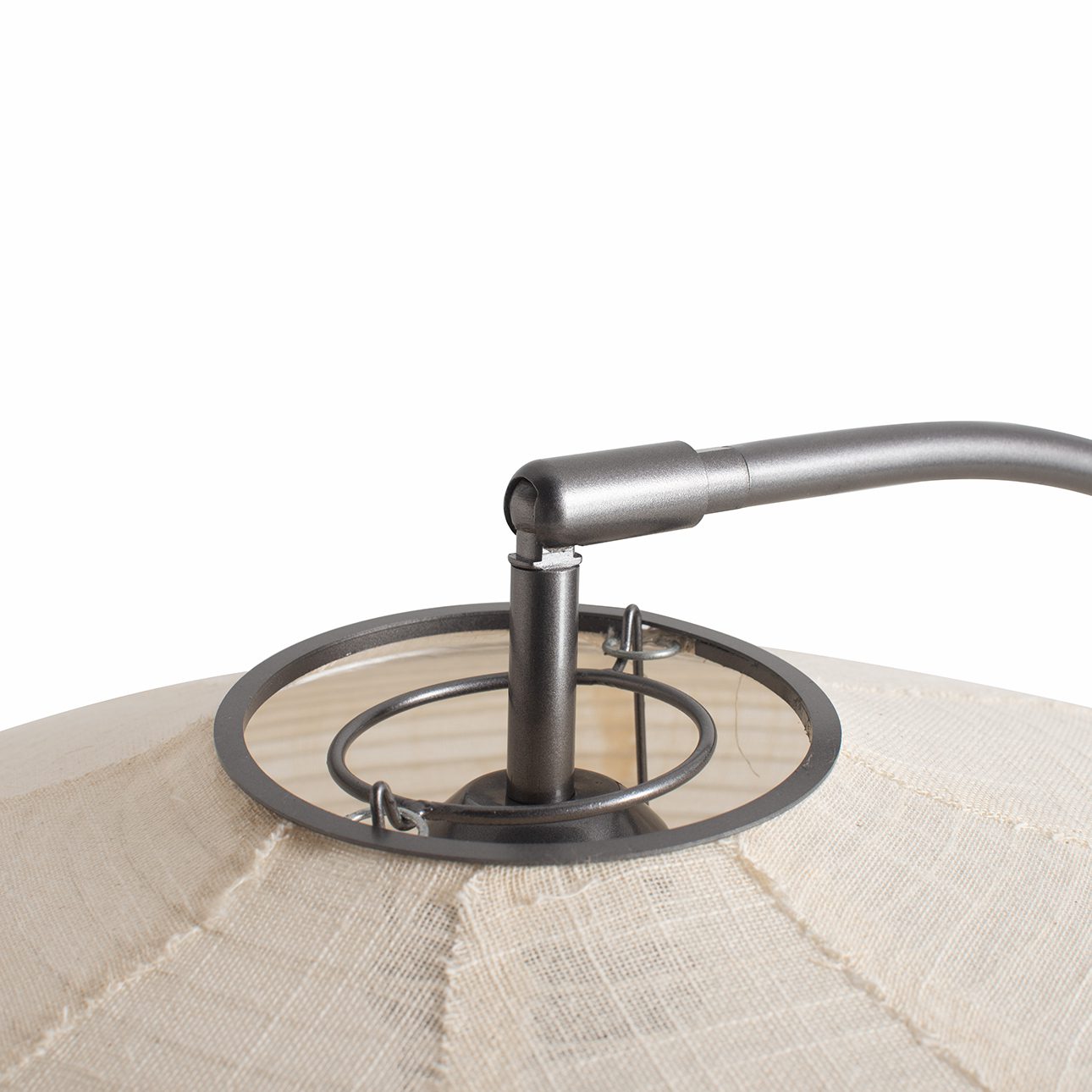 Roswell Floor Lamp with White Linen Shade and Black Marble Base