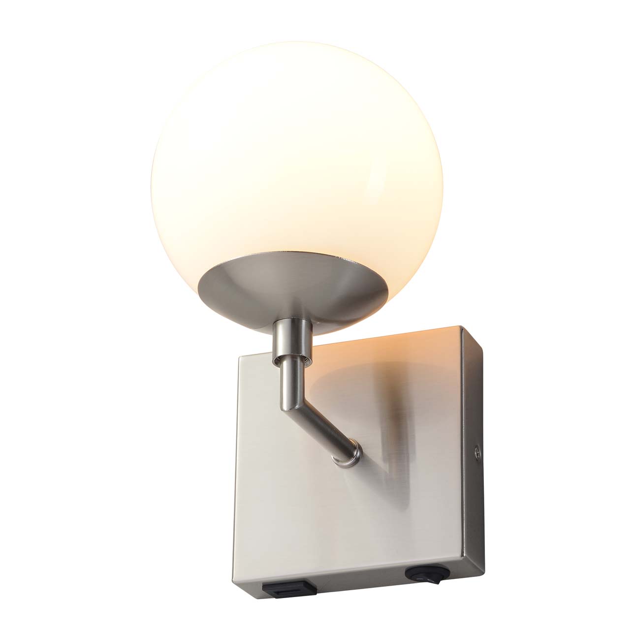 Globe Wall Sconce in Satin Nickel with Plug In Rocker Switch