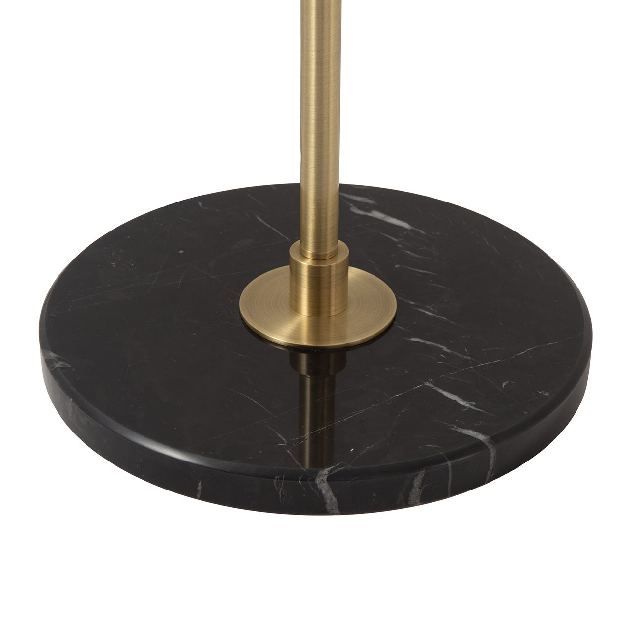 Rancho Mirage Torchiere Floor Lamp – Matte Black & Gold-Leaf Shade, Weathered Brass, Black Marble Base, Dimmer