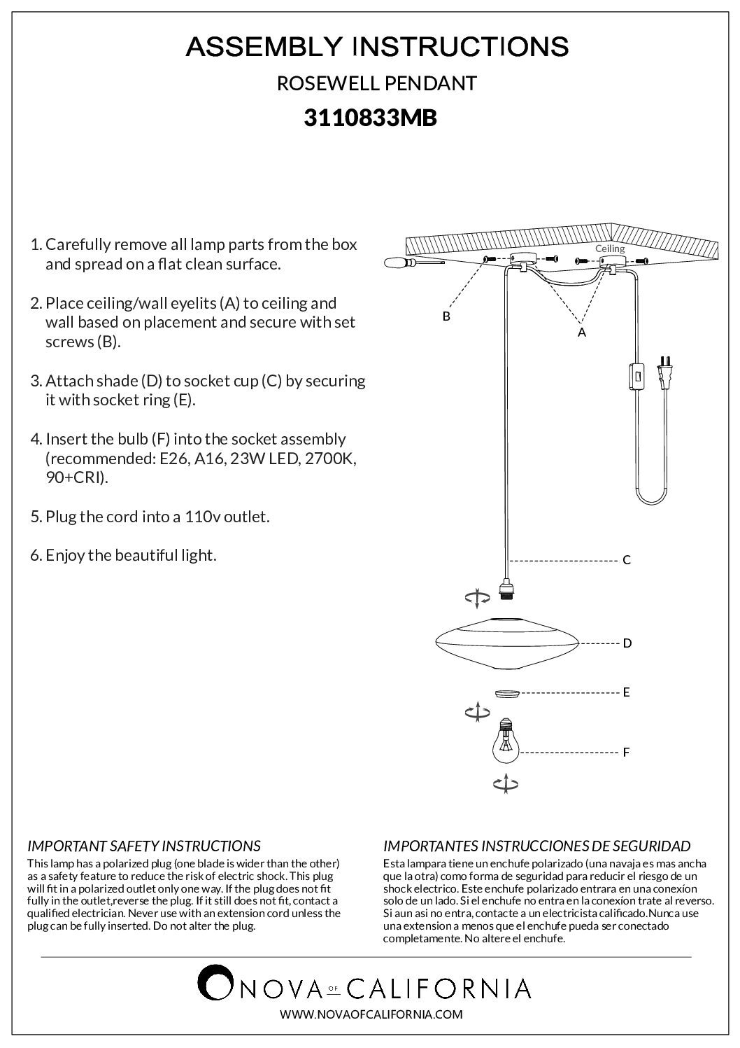 Roswell Pendant Swag Light with White Linen Shade