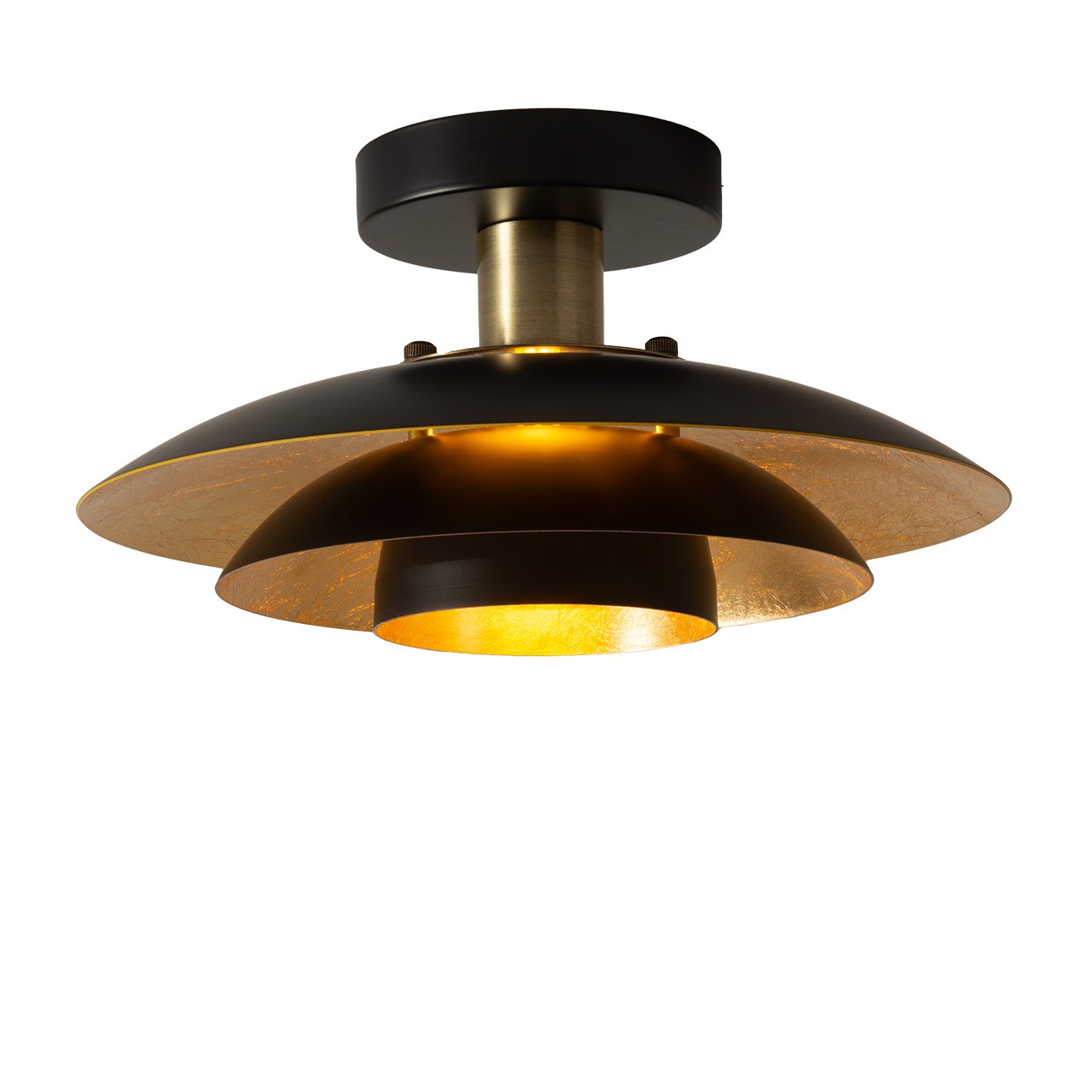 Rancho Mirage Flush Mount Ceiling Light in Black Gold Brass