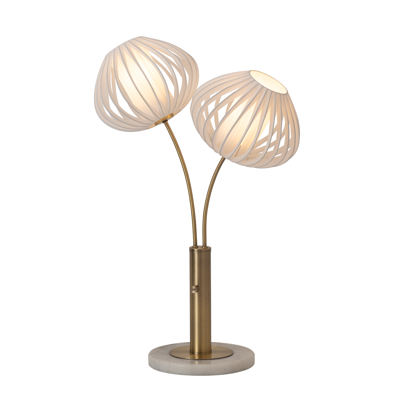 Bloom Two Light Table Lamp in Black Nickel with Black Marble Base