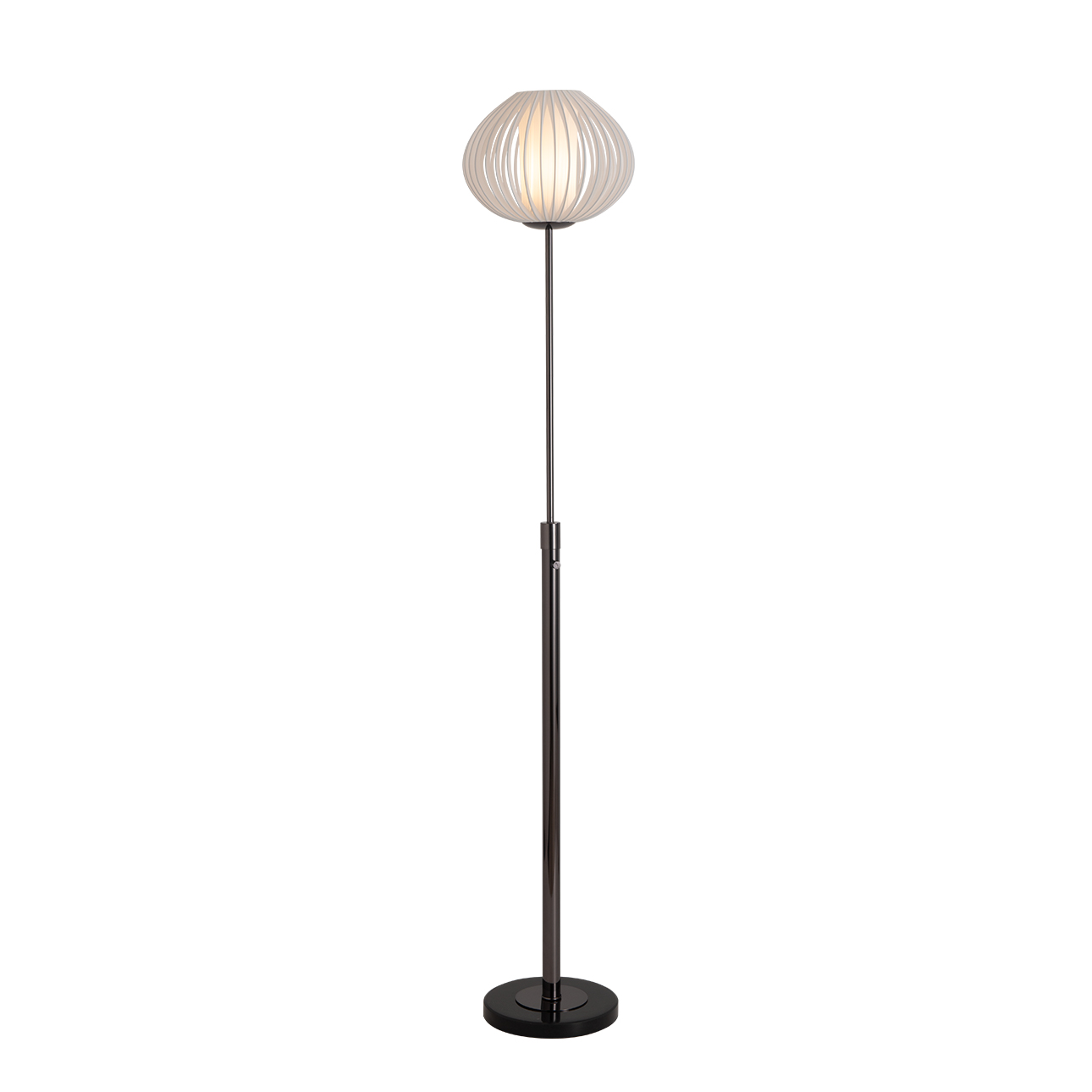 Bloom Torchiere Floor Lamp in Black Nickel with Satin White Shade and Black Marble Base