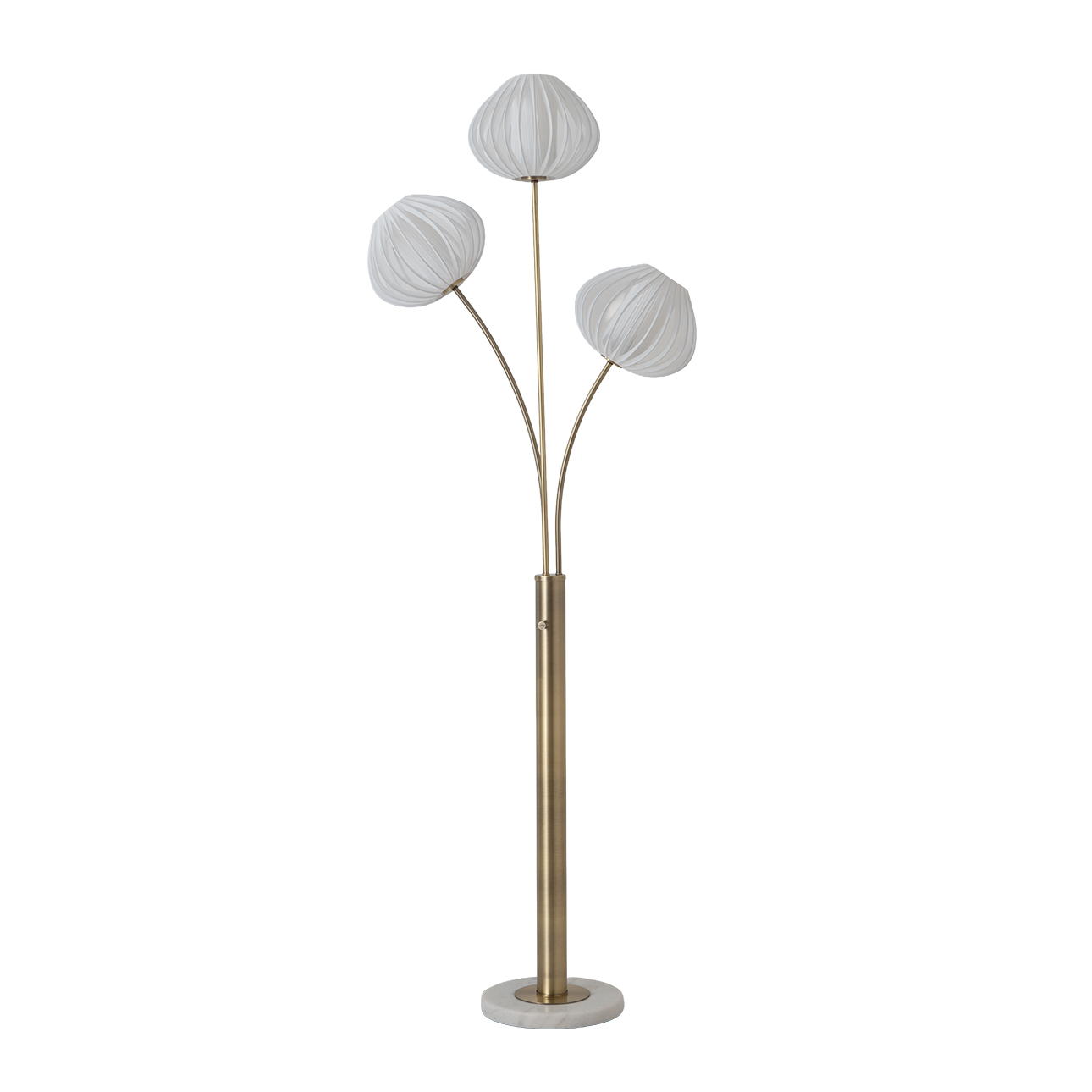 Bloom 3-Light Floor Lamp – Weathered Brass, White Marble Base