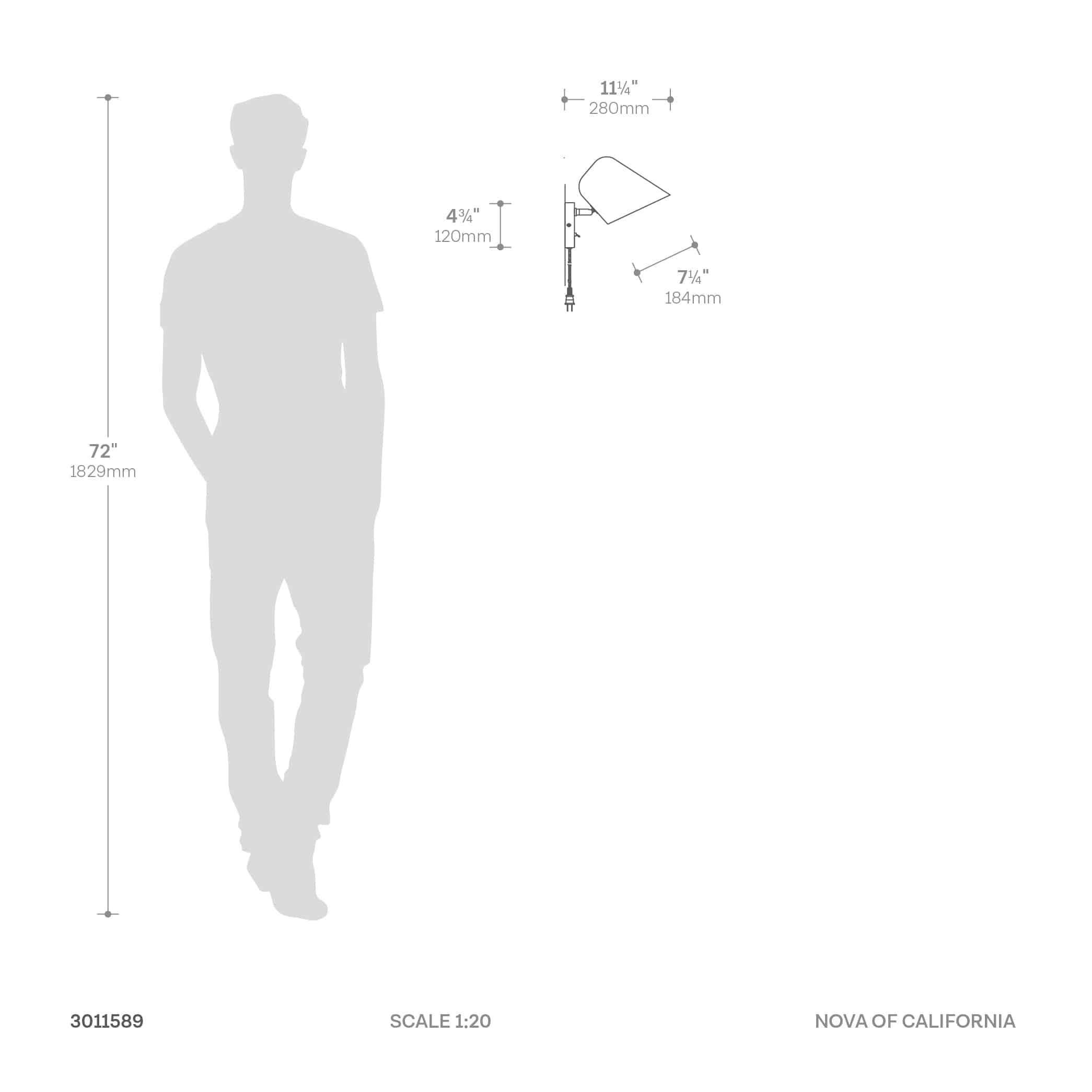 Culver Curve Wall Light in Satin Nickel with Plug In Toggle Switch