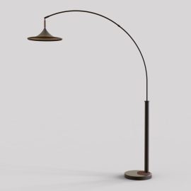 Lodi One Light Arc Floor Lamp in Matte Black Walnut and Gold Leaf