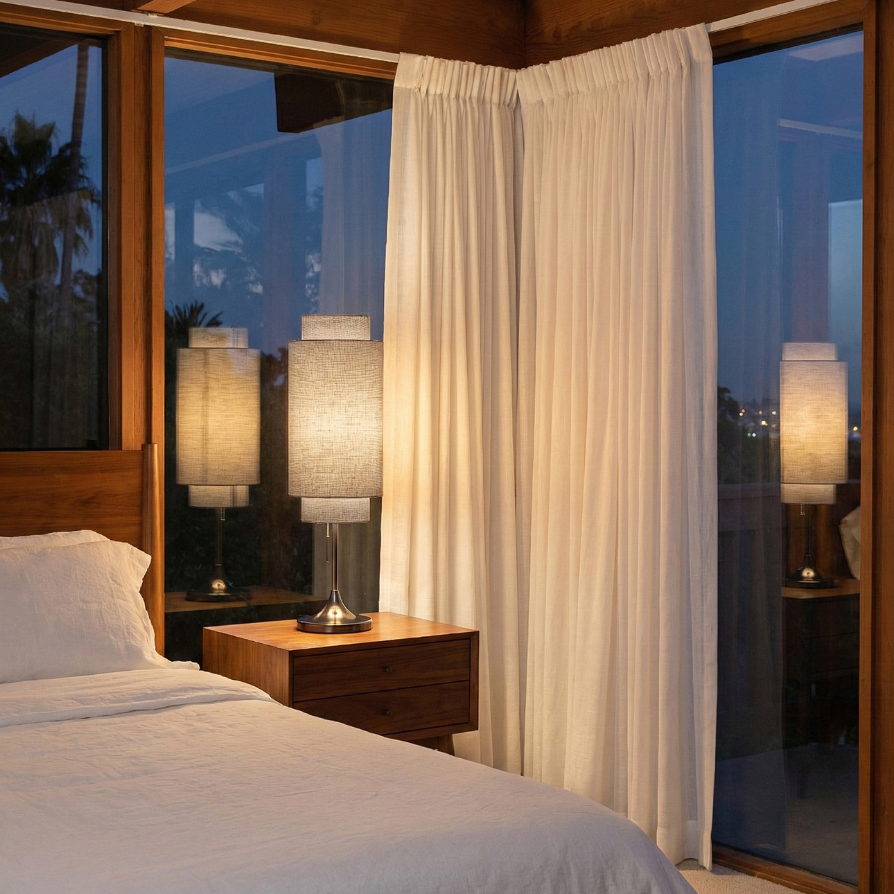 Lollipop Table Lamp in Black Nickel with Cashmere Gray Linen Shade