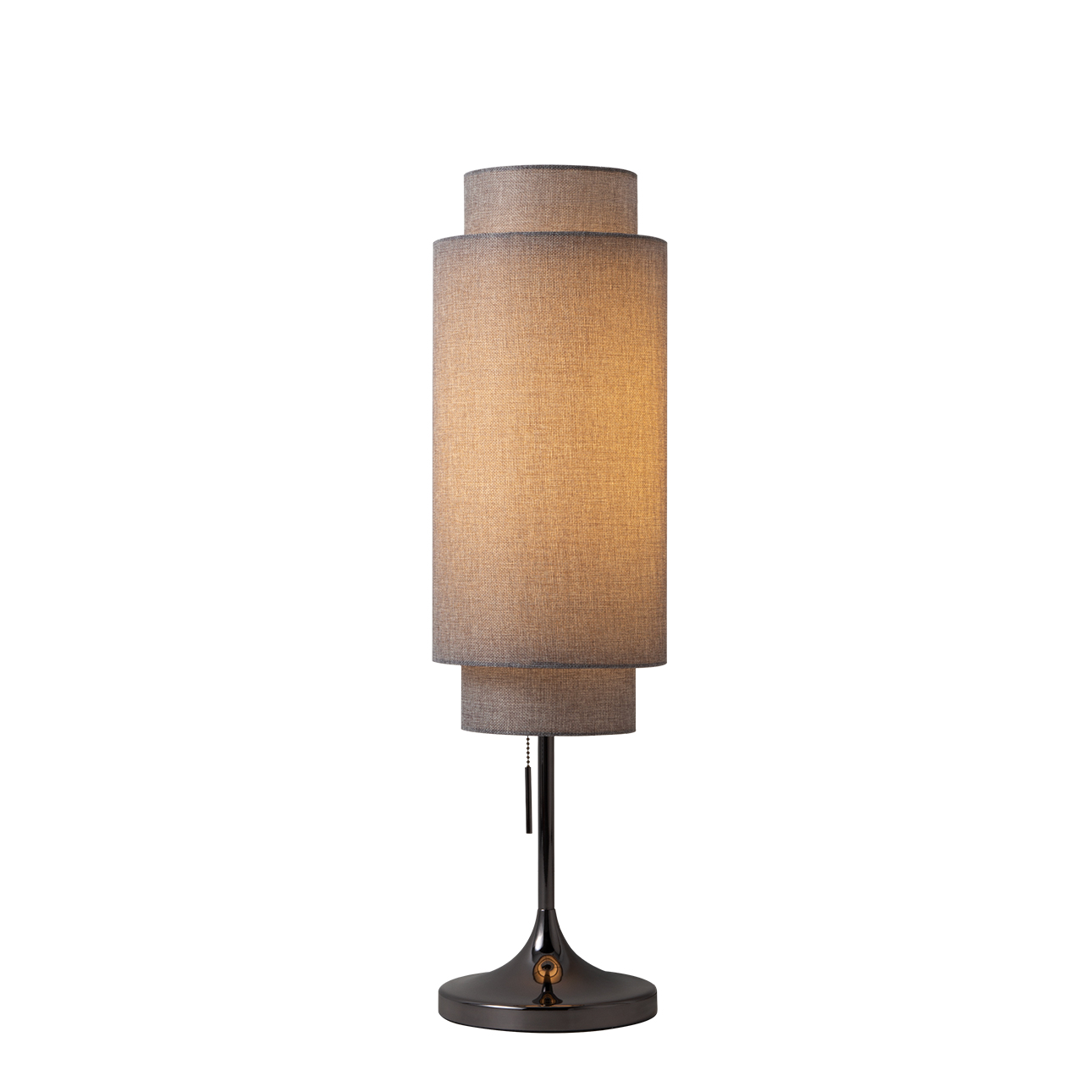 Lollipop Table Lamp in Black Nickel with Cashmere Gray Linen Shade