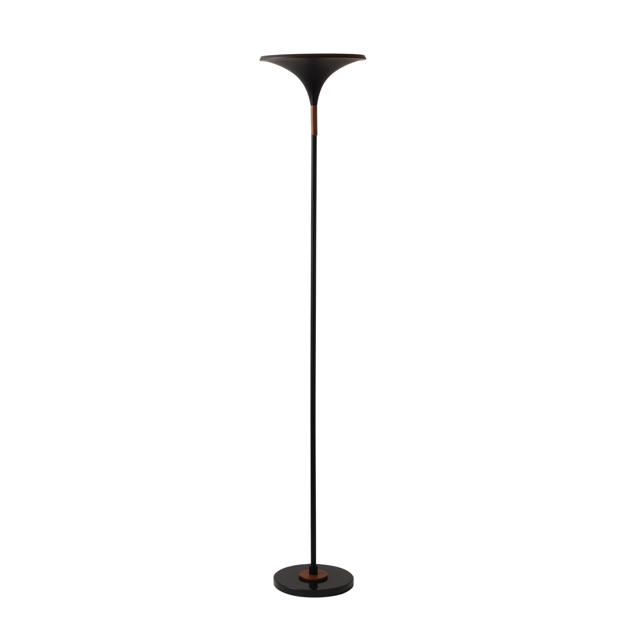 Lodi Torchiere Floor Lamp in Matte Black with Hammered Gold Leaf Shade