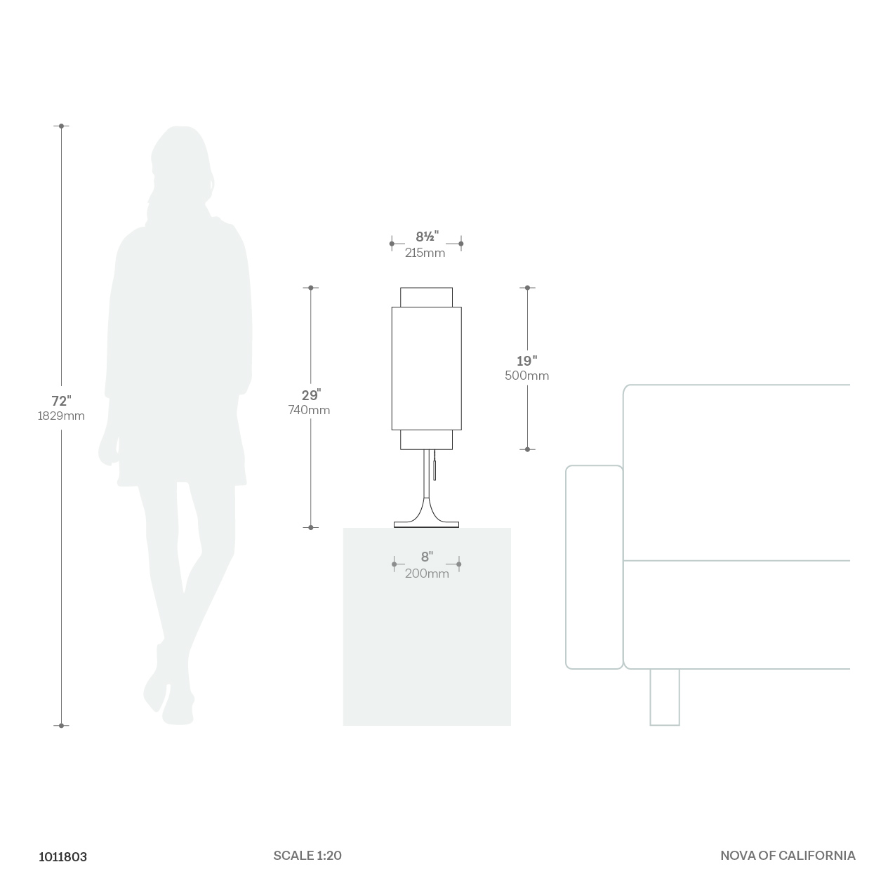 Lollipop Table Lamp in Black Nickel with Crimson Red Double Linen Shade