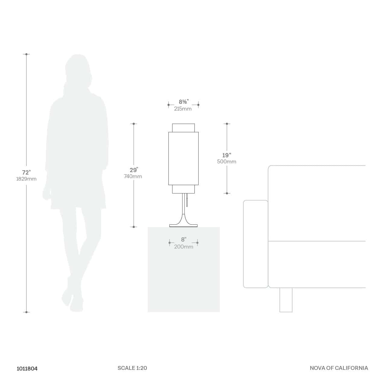 Lollipop Table Lamp in Black Nickel with White Double Linen Shade