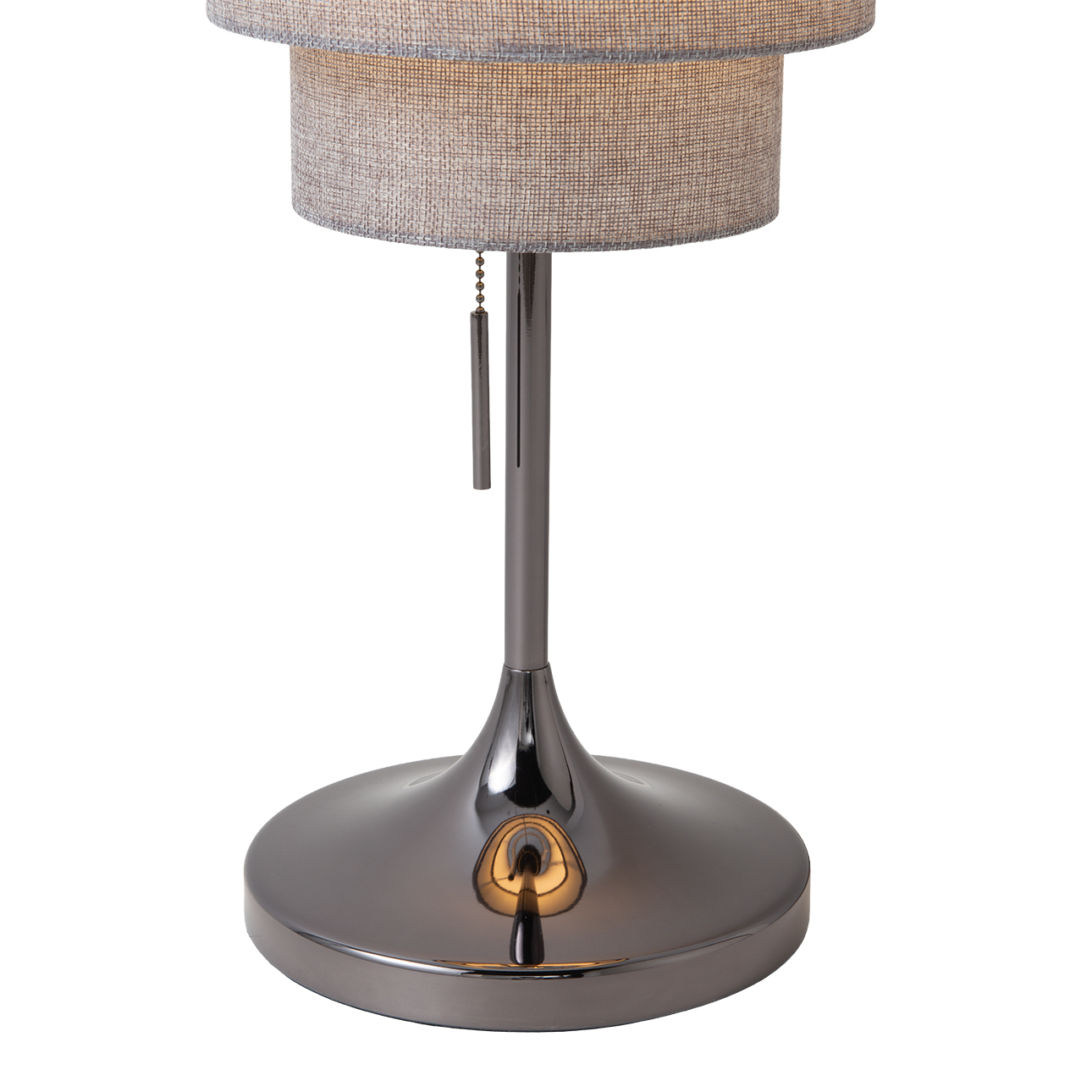 Lollipop Table Lamp in Black Nickel with Cashmere Gray Linen Shade