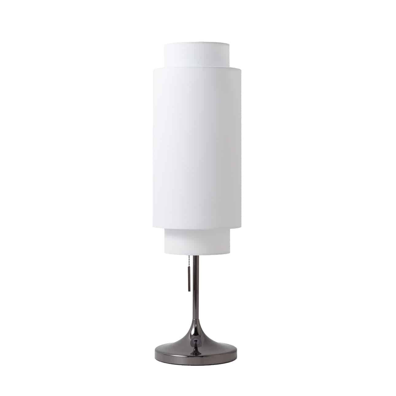 Lollipop Table Lamp in Black Nickel with White Double Linen Shade