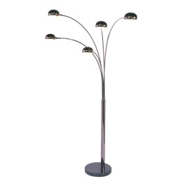 Mushroom Five Light Arc Floor Lamp in Satin Nickel with Black Marble Base