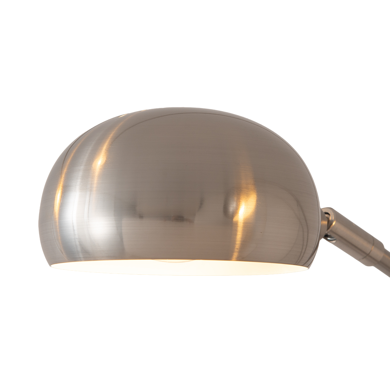 Mushroom Five Light Arc Floor Lamp in Satin Nickel with Black Marble Base