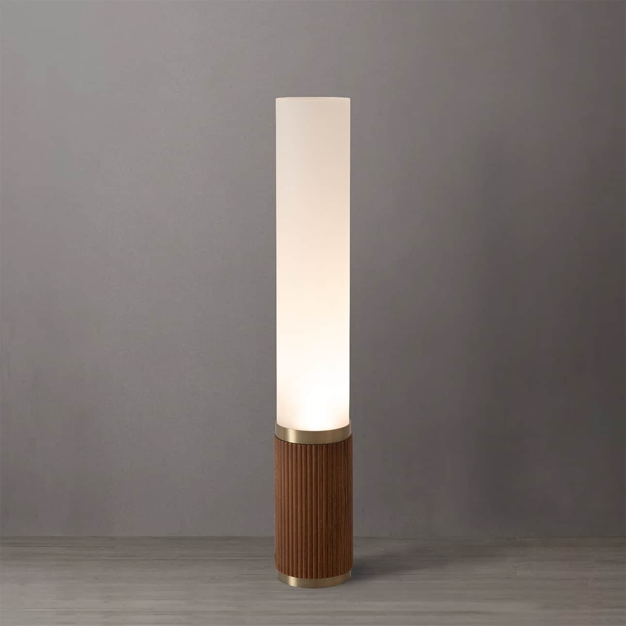 Tambo Cylindro Mini Accent Table Lamp in Dark Walnut and Weathered Brass