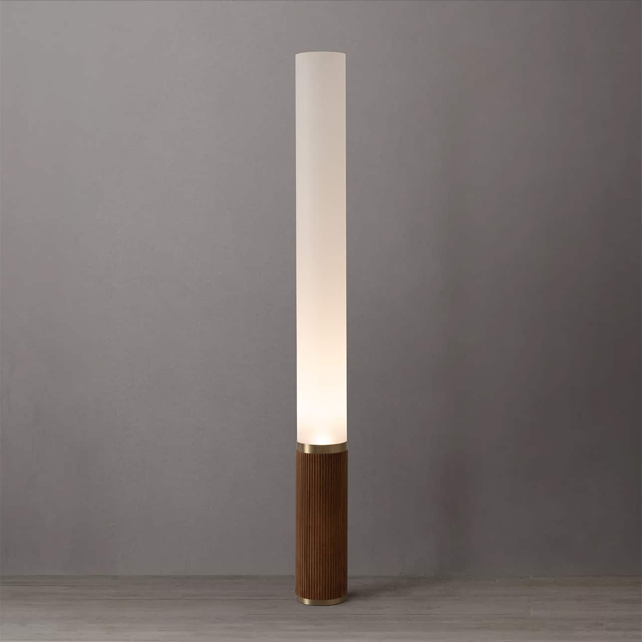 Tambo Cylindro Accent Floor Lamp in Dark Walnut and Weathered Brass