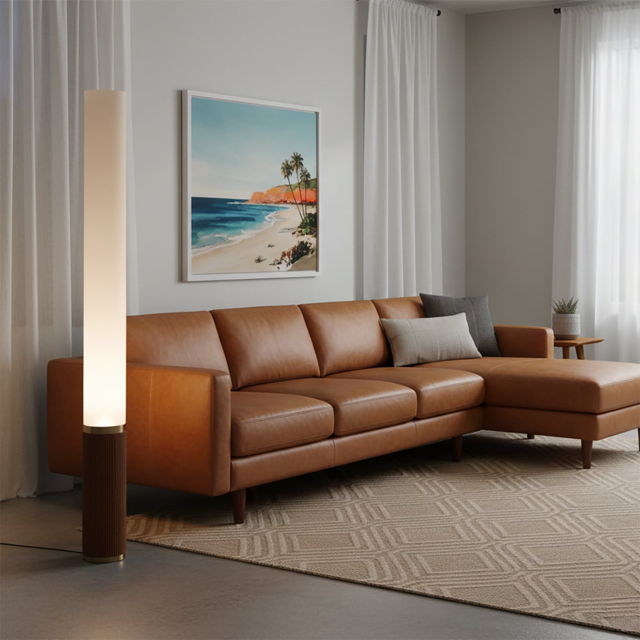 Tambo Cylindro Accent Floor Lamp in Dark Walnut and Weathered Brass