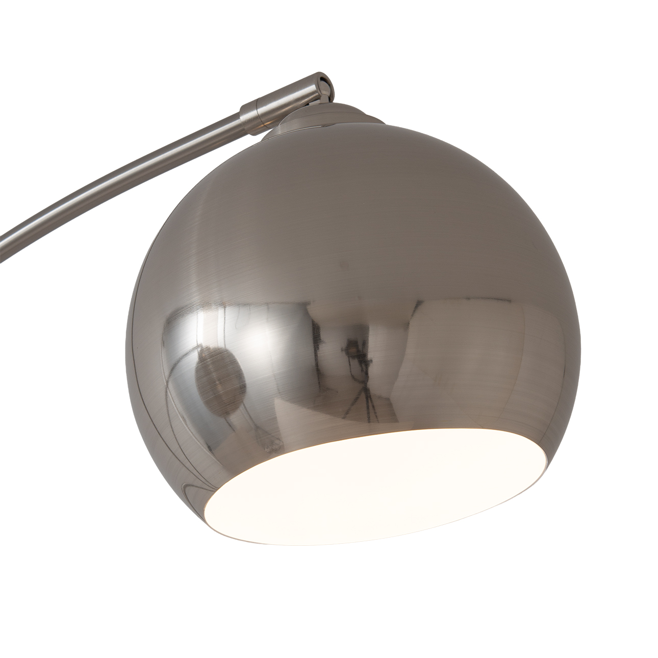 Triple Three Light Arc Floor Lamp in Satin Nickel with Black Marble Base