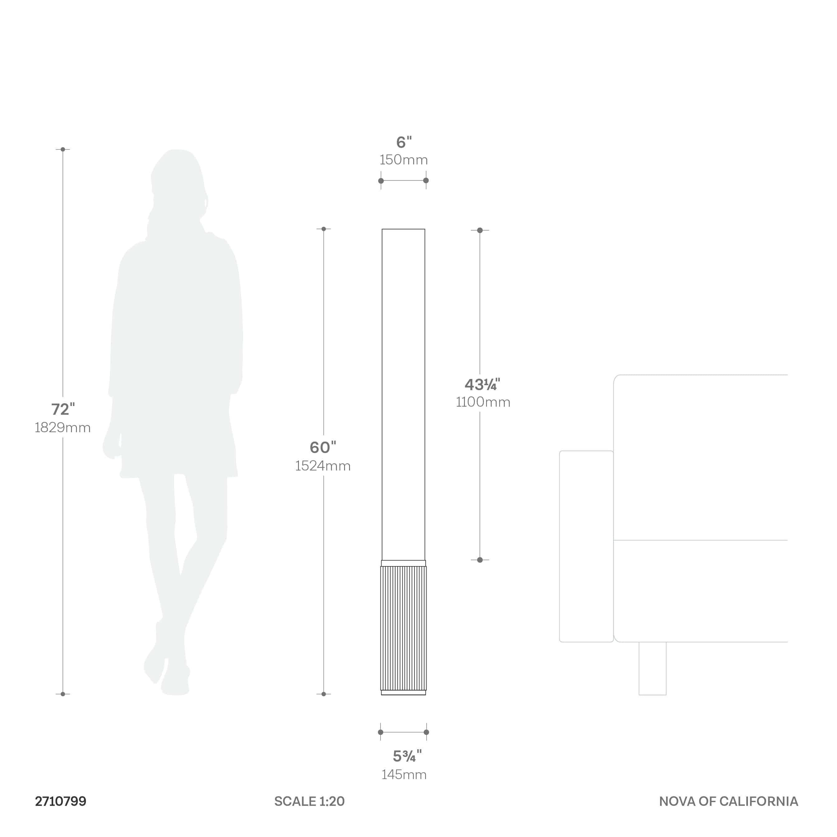 Tambo Cylindro Accent Floor Lamp in Dark Walnut and Weathered Brass