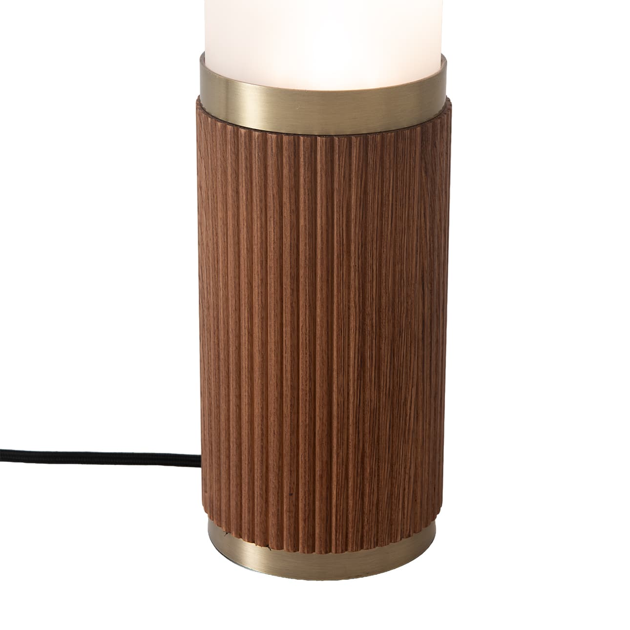 Tambo Cylindro Mini Accent Table Lamp in Dark Walnut and Weathered Brass