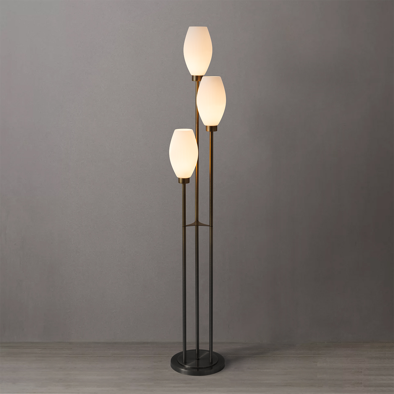 Willows Accent Floor Lamp, Matte Black, Opal Glass