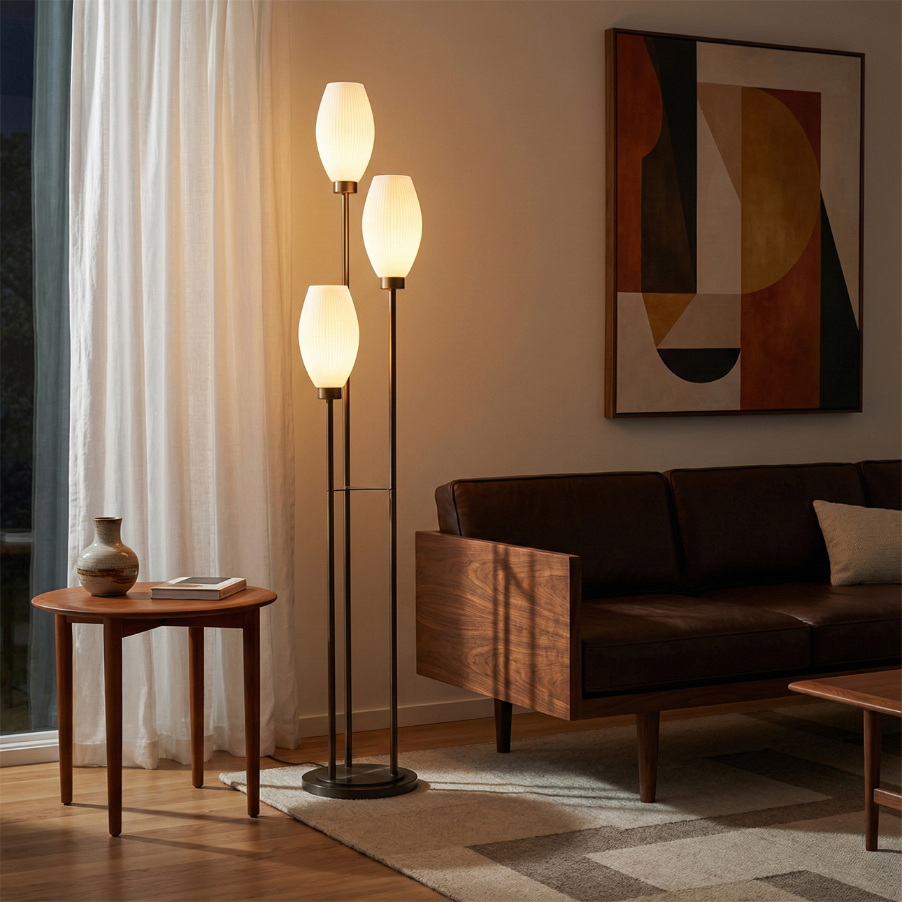 Willows Accent Floor Lamp, Matte Black, Opal Glass