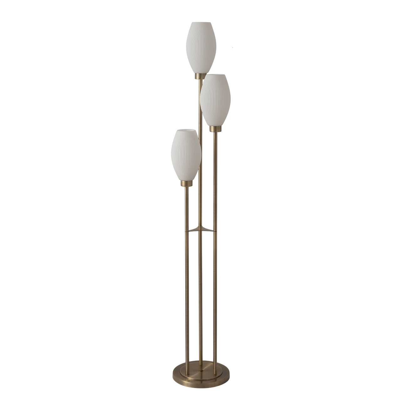 Willows Accent Floor Lamp in Weathered Brass with Opal Glass and Foot Dimmer