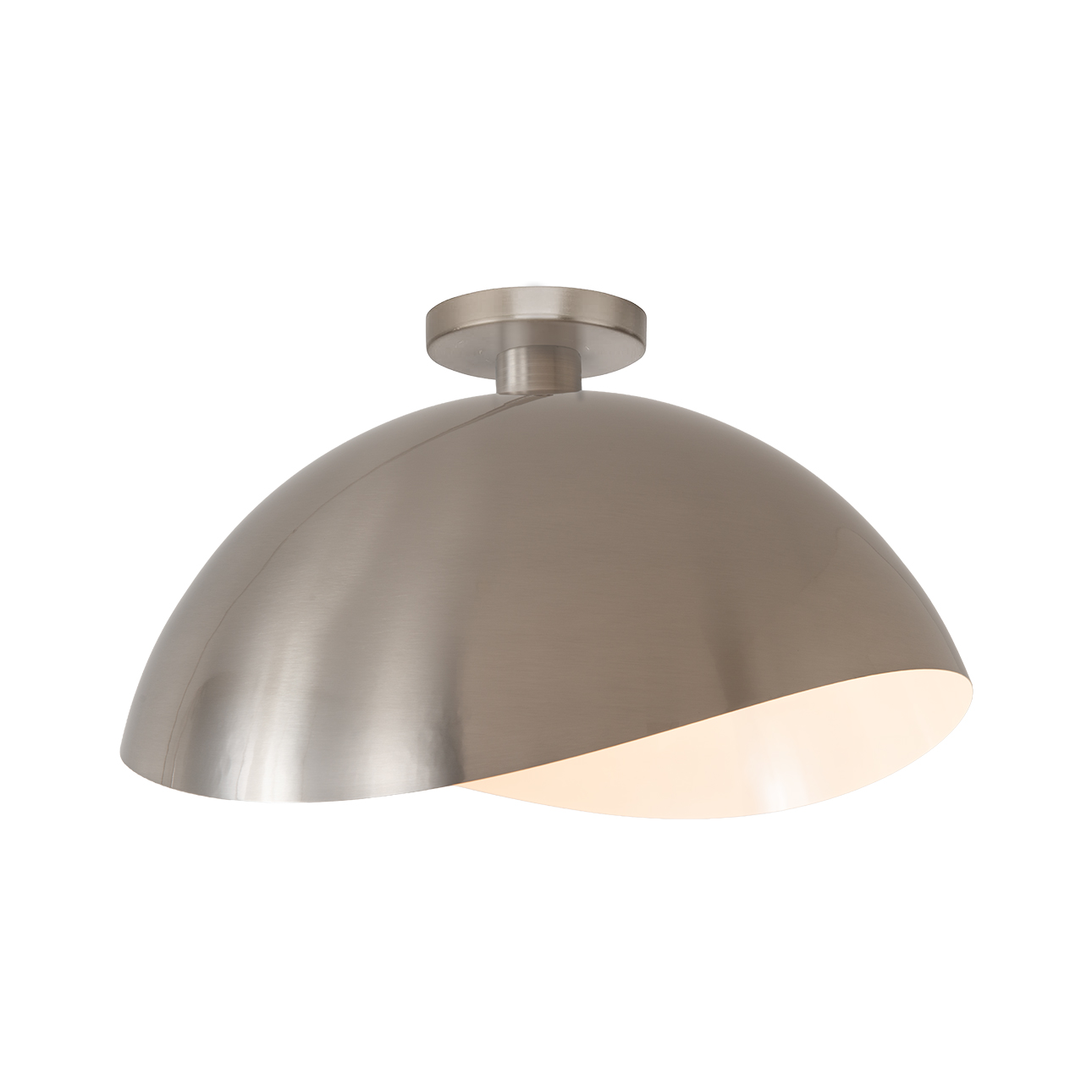 Luna Bella Flush Mount, Satin Nickel/White-Luna Bella Leaf Shade, Satin Nickel